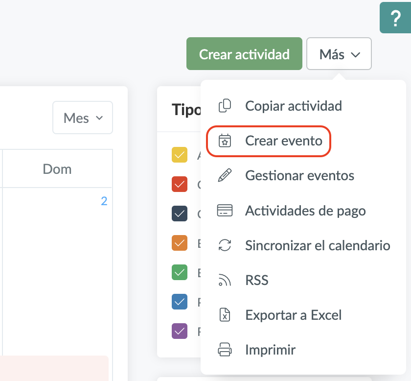 Crear un evento